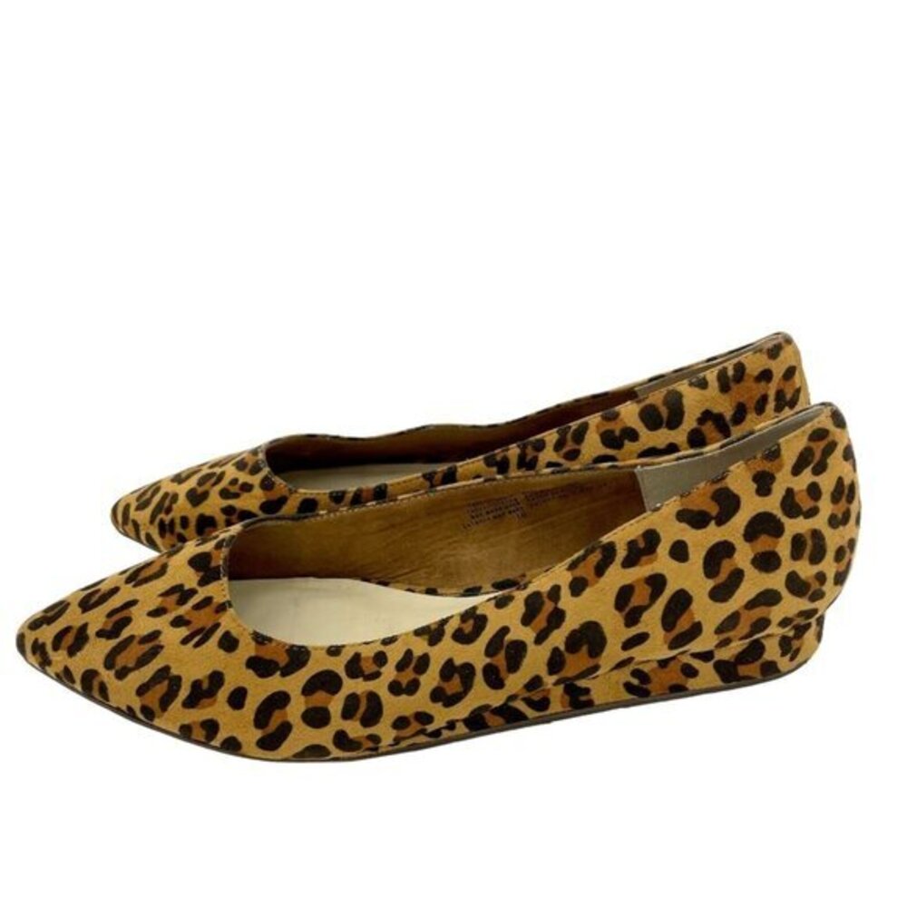 BC Footwear Pointed Toe Ballet Flats Faux Suede Leopard Print SZ 10 NEW